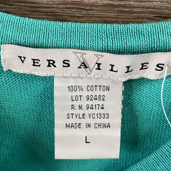 Versailles Diamond Argyle Cotton Tank Top Teal White Vintage NWT - Picture 4 of 8